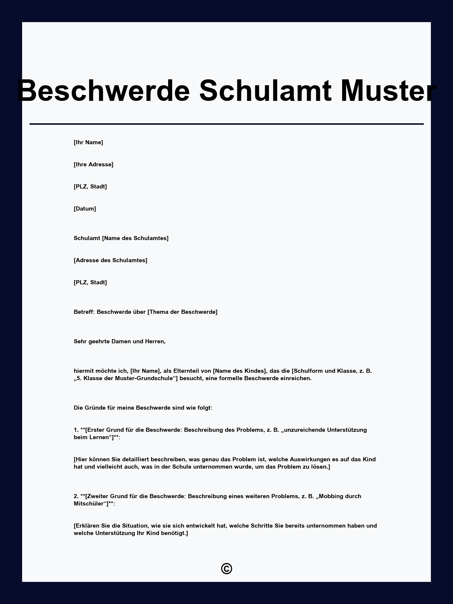 Beschwerde Schulamt Muster