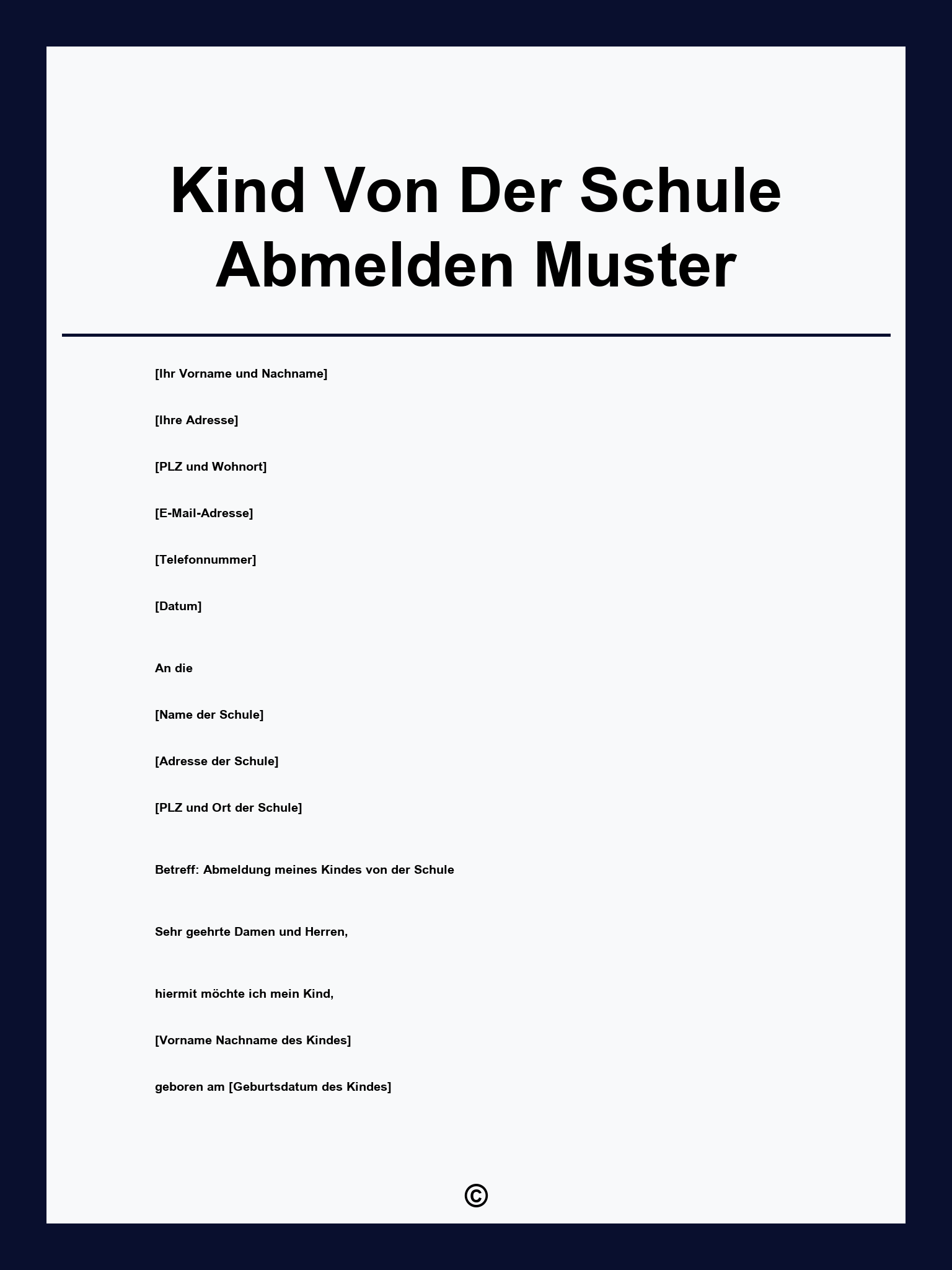 Kind Von Der Schule Abmelden Muster